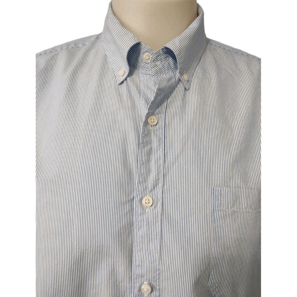 J.Crew Button‎ Down Shirt Men L Blue Striped Long Sleeve Preppy Classic Business - Picture 11 of 15
